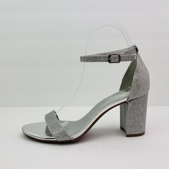 Bandolino ARMORY 2 Womens Size 7.5 Silver Sparkle Ankle Strap 3" Heel Sandals - Picture 3 of 12
